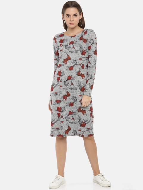 

Marks & Spencer Women Charcoal Grey Printed Sheath Dress