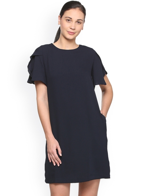 

Van Heusen Woman Navy Blue Solid Sheath Dress