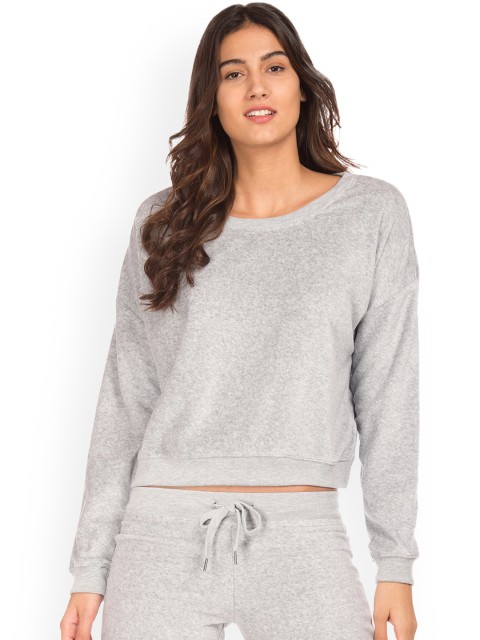 

Aeropostale Women Grey Self Design Sweatshirt