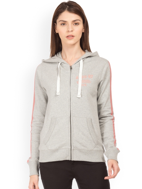 

Aeropostale Women Grey Printed Hooded Sweatshirt