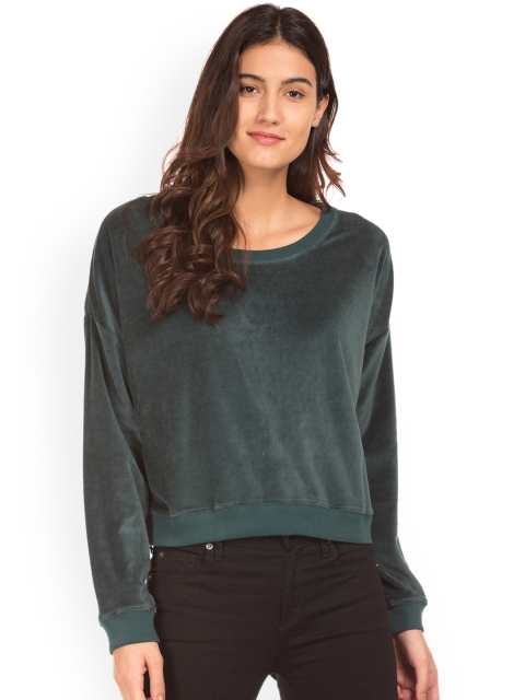 

Aeropostale Women Green Solid Sweatshirt