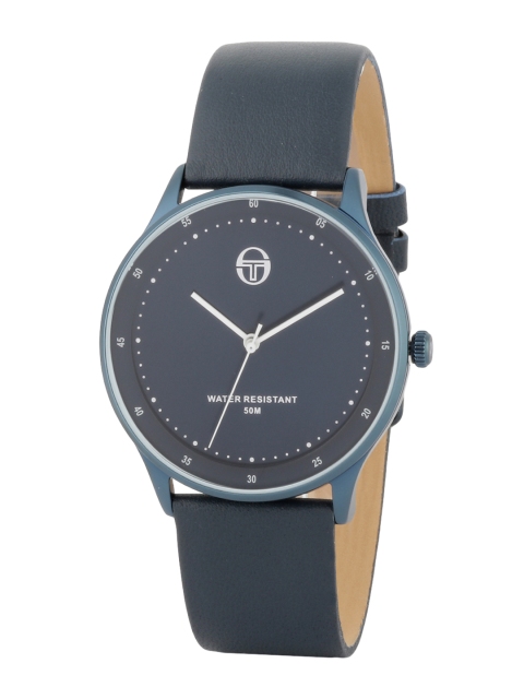 

Sergio Tacchini Men Grey & Blue Leather Analogue Watch ST.8.107.01