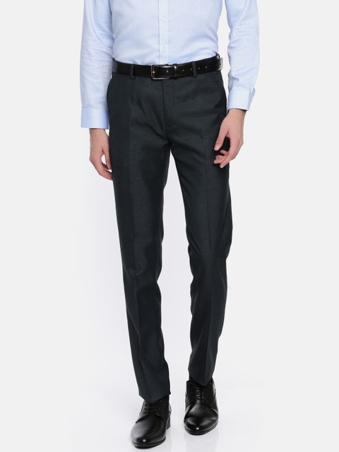 

Arrow Men Charcoal Grey Slim Fit Solid Formal Trousers