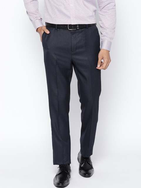

Arrow New York Men Navy Blue Tapered Fit Solid Formal Trousers