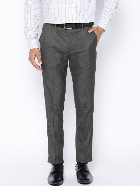 

Arrow Men Charcoal Grey Slim Fit Solid Formal Trousers