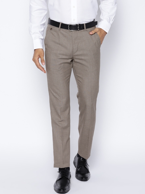 

Arrow Men Taupe Slim Fit Solid Formal Trousers