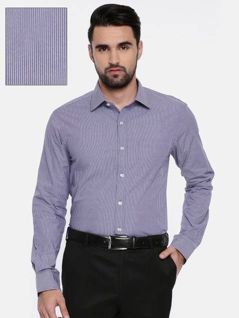 

Arrow Men Purple & White Slim Fit Striped Formal Shirt
