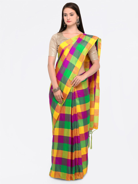 

Kvsfab Multicoloured Checked Saree, Multi