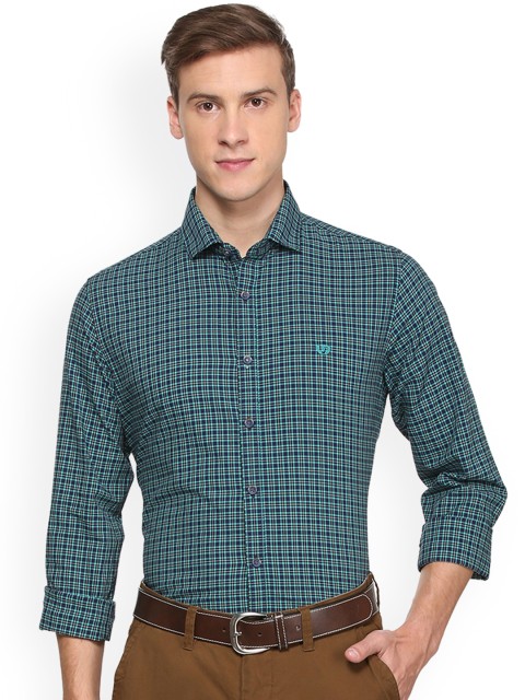 

Van Heusen Sport Men Green & Navy Blue Slim Fit Checked Casual Shirt