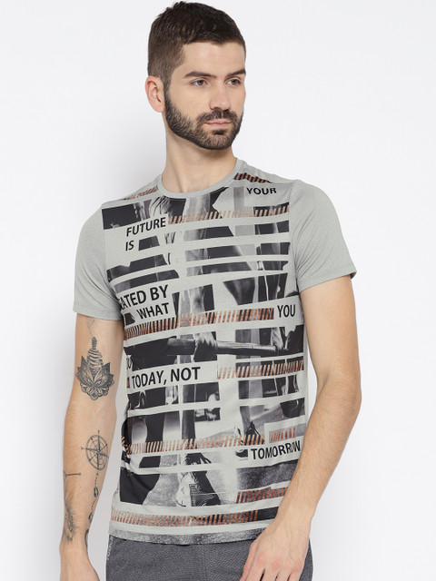 

rock.it Men Grey Printed Round Neck T-shirt