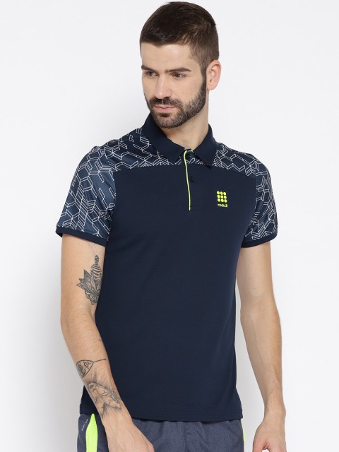 

rock.it Men Navy Blue Printed Detail Polo Collar T-shirt