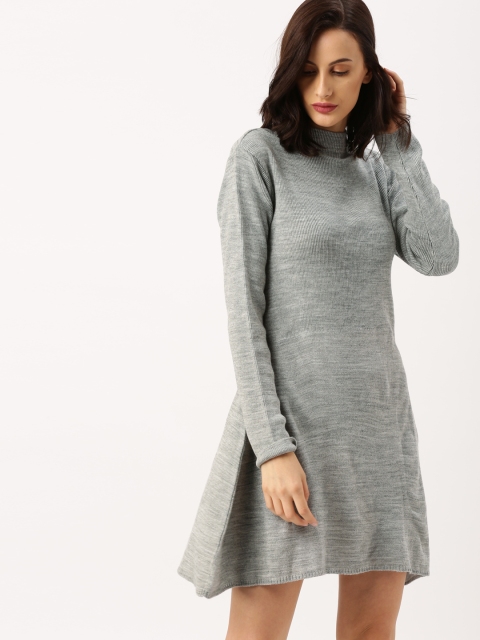 

all about you Women Grey Solid Longline Sweater