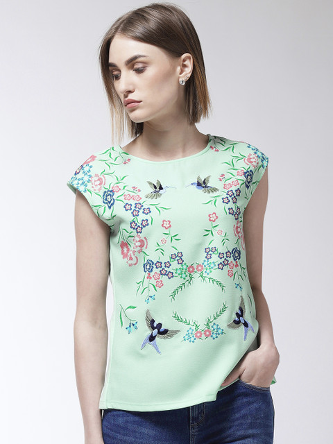 

Madame Women Mint Green Floral Print Top