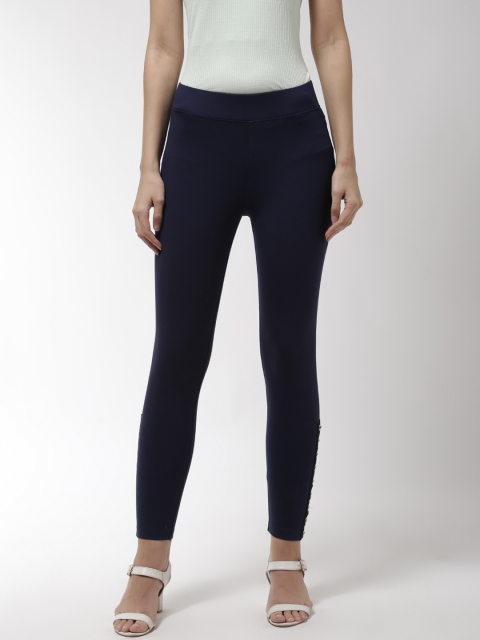 

Madame Women Navy Blue Solid Treggings