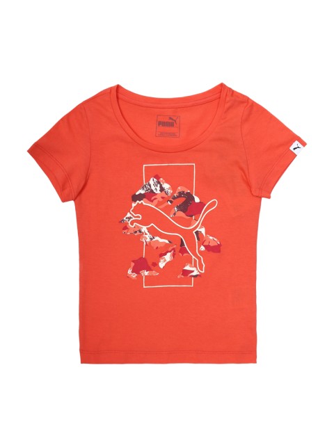 

Puma Girls Orange Printed Round Neck T-shirt