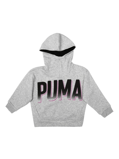 

Puma Girls Grey & Black Printed Hooded Sweatshirt