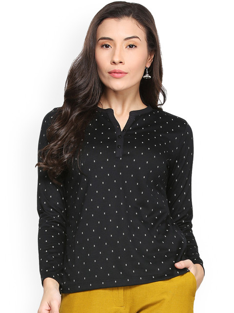 

People Women Black Printed Top