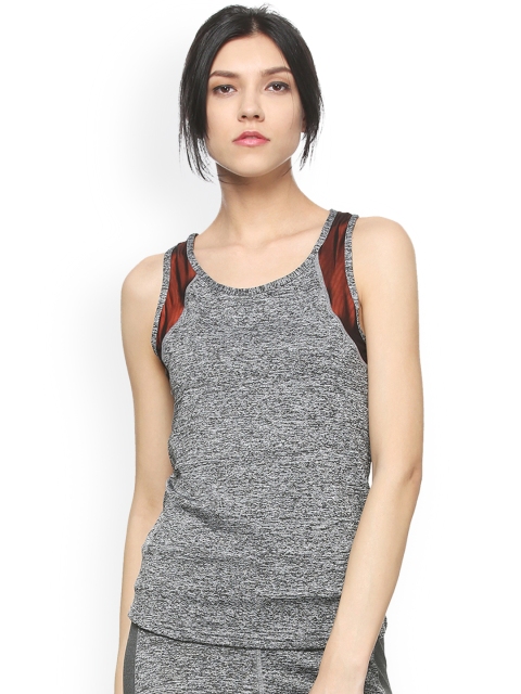 

People Women Grey Self Design Tank Top