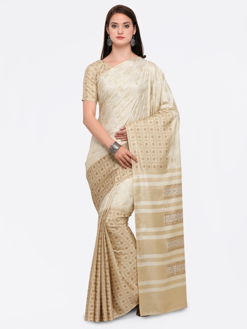 

Saree mall Beige & Off-White Silk Blend Printed Saree