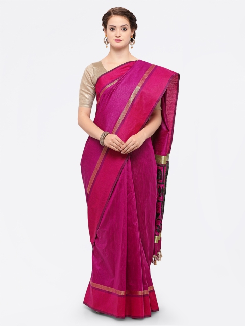 

Saree mall Magenta Silk Blend Woven Design Kanjeevaram Saree