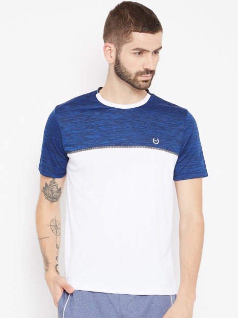 

Monte Carlo Men White & Blue Colourblocked Round Neck T-shirt