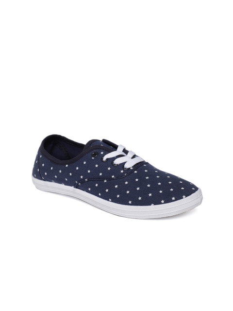 

People Women Navy Blue & White Printed Sneakers