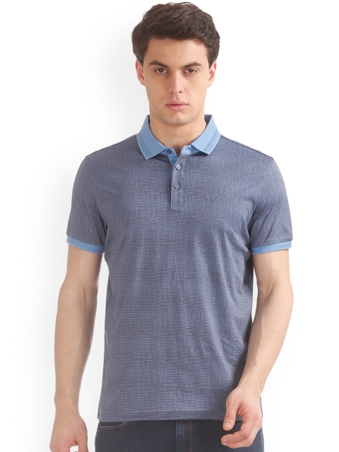 

Arrow New York Men Blue Solid Polo Collar T-shirt