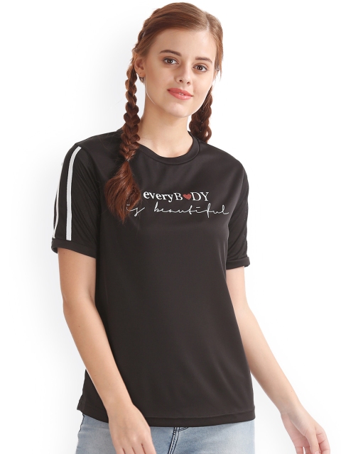 

Flying Machine Women Black Printed Round Neck T-shirt