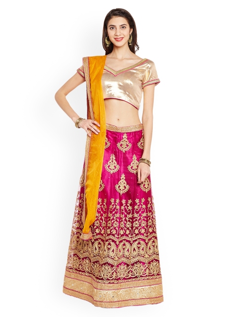 

Chhabra 555 Purple & Gold-Toned Embroidered Unstitched Lehenga & Blouse with Dupatta