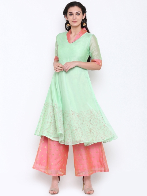 

Shakumbhari Women Green Solid Anarkali Kurta