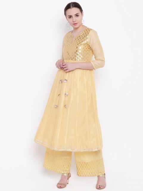 

Shakumbhari Women Beige Solid Anarkali Kurta