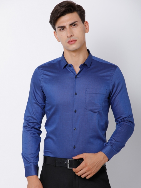 

Black coffee Men Blue Slim Fit Solid Formal Shirt