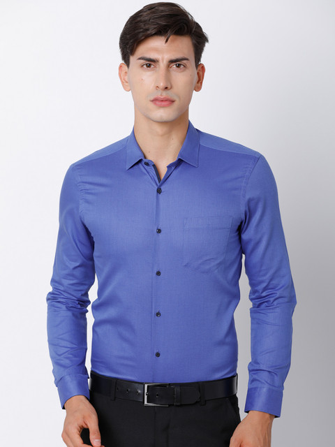 

Black coffee Men Blue Slim Fit Solid Formal Shirt
