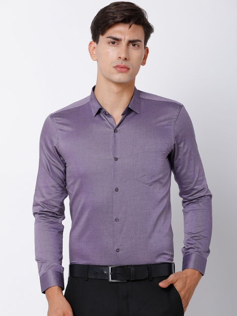 

Black coffee Men Purple Slim Fit Solid Formal Shirt