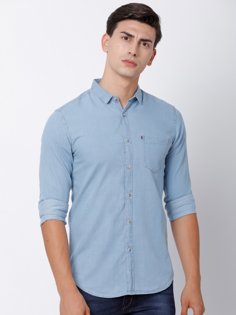 

Black coffee Men Blue Slim Fit Solid Casual Shirt
