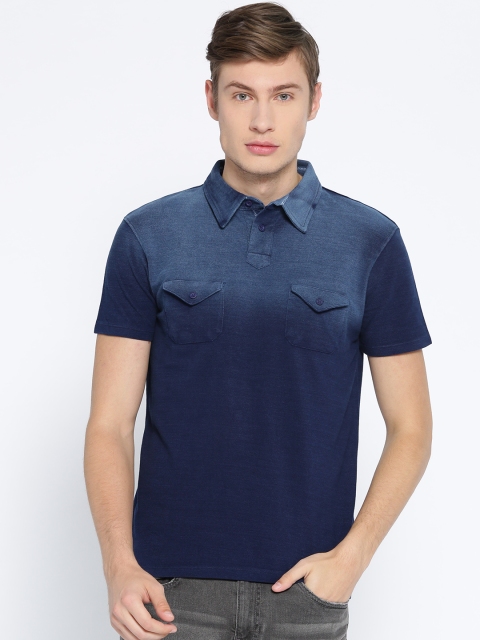 

Roadster Men Navy Blue Dyed Polo Collar Pure Cotton T-shirt
