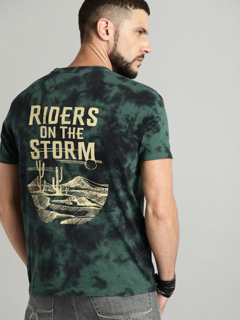 

Roadster Men Green Dyed Round Neck T-shirt