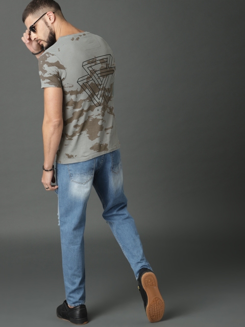 

Roadster Men Grey Printed T-shirt