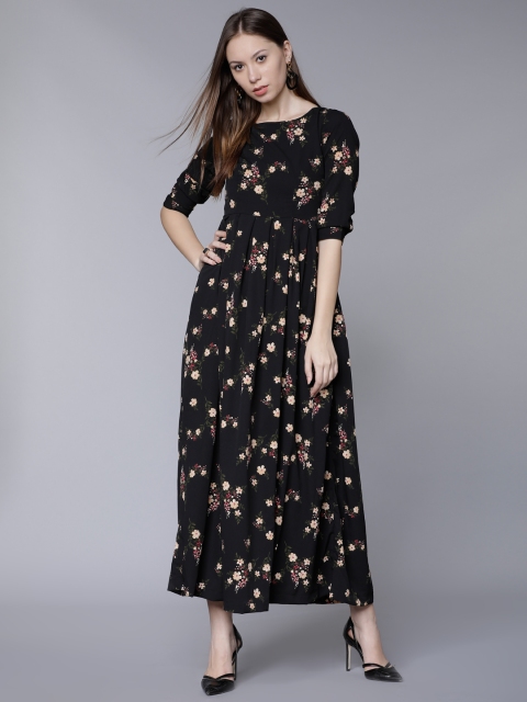 

Tokyo Talkies Women Black Printed Maxi Dress