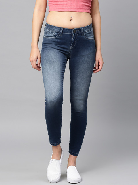 

Tokyo Talkies Women Blue Skinny Fit Mid-Rise Clean Look Stretchable Cropped Jeans