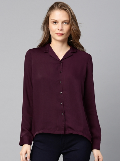 

Tokyo Talkies Women Burgundy Regular Fit Solid Casual Shirt
