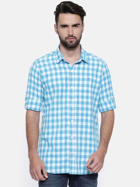 

Cross Court Men Blue & White Slim Fit Checked Casual Shirt