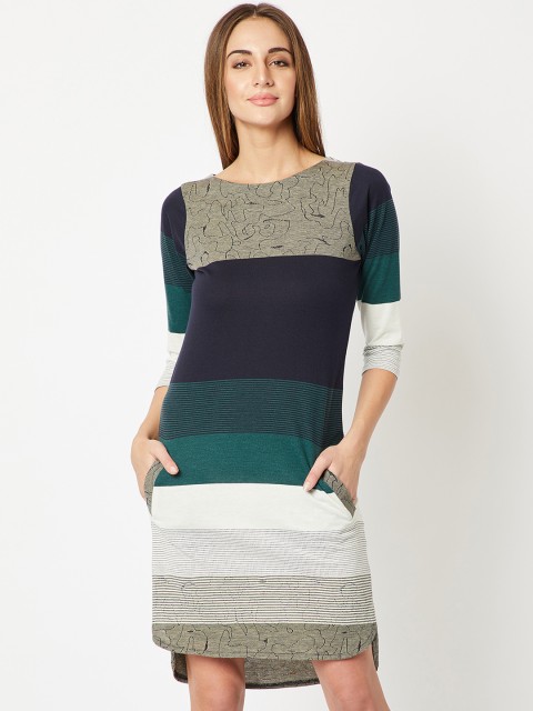 

Miss Chase Women Navy Blue Colourblocked Sheath Dress