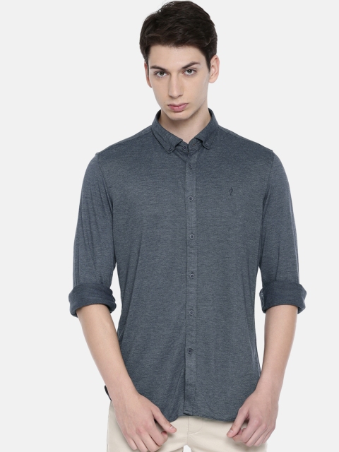 

Indian Terrain Men Navy Chiseled Slim Fit Striped Casual Shirt, Navy blue