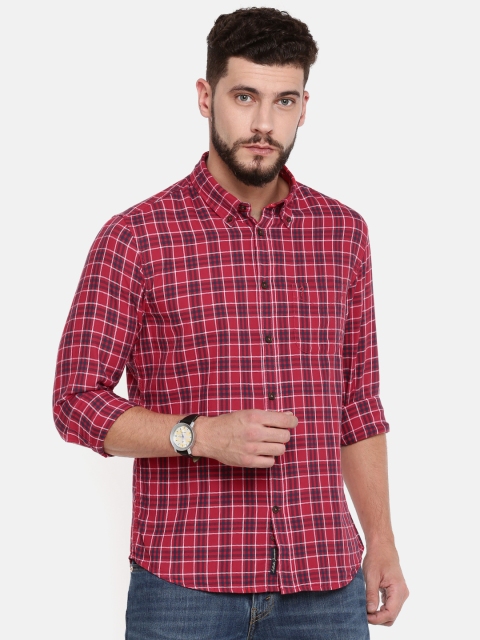 

Indian Terrain Men Red & Blue Chiseled Slim Fit Checked Casual Shirt