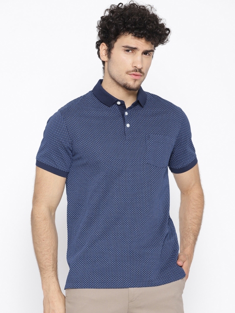 

Indian Terrain Men Navy Blue Printed Polo Collar T-shirt
