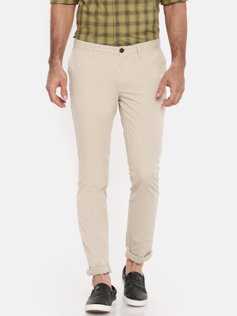 

Indian Terrain Men Beige Kruger Skinny Fit Solid Chinos
