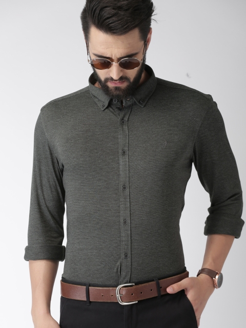 

Indian Terrain Men Charcoal Chiseled Slim Fit Self Design Casual Shirt