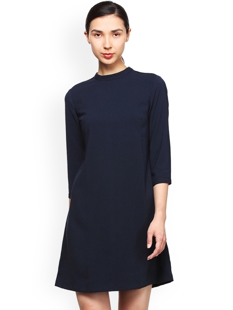 

Van Heusen Woman Navy Blue Solid A-Line Dress