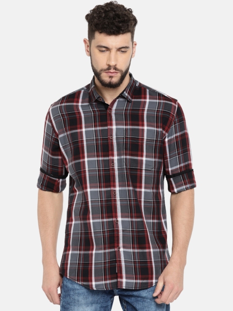 

Nature Casuals Men Brown & Grey Regular Fit Checked Casual Shirt